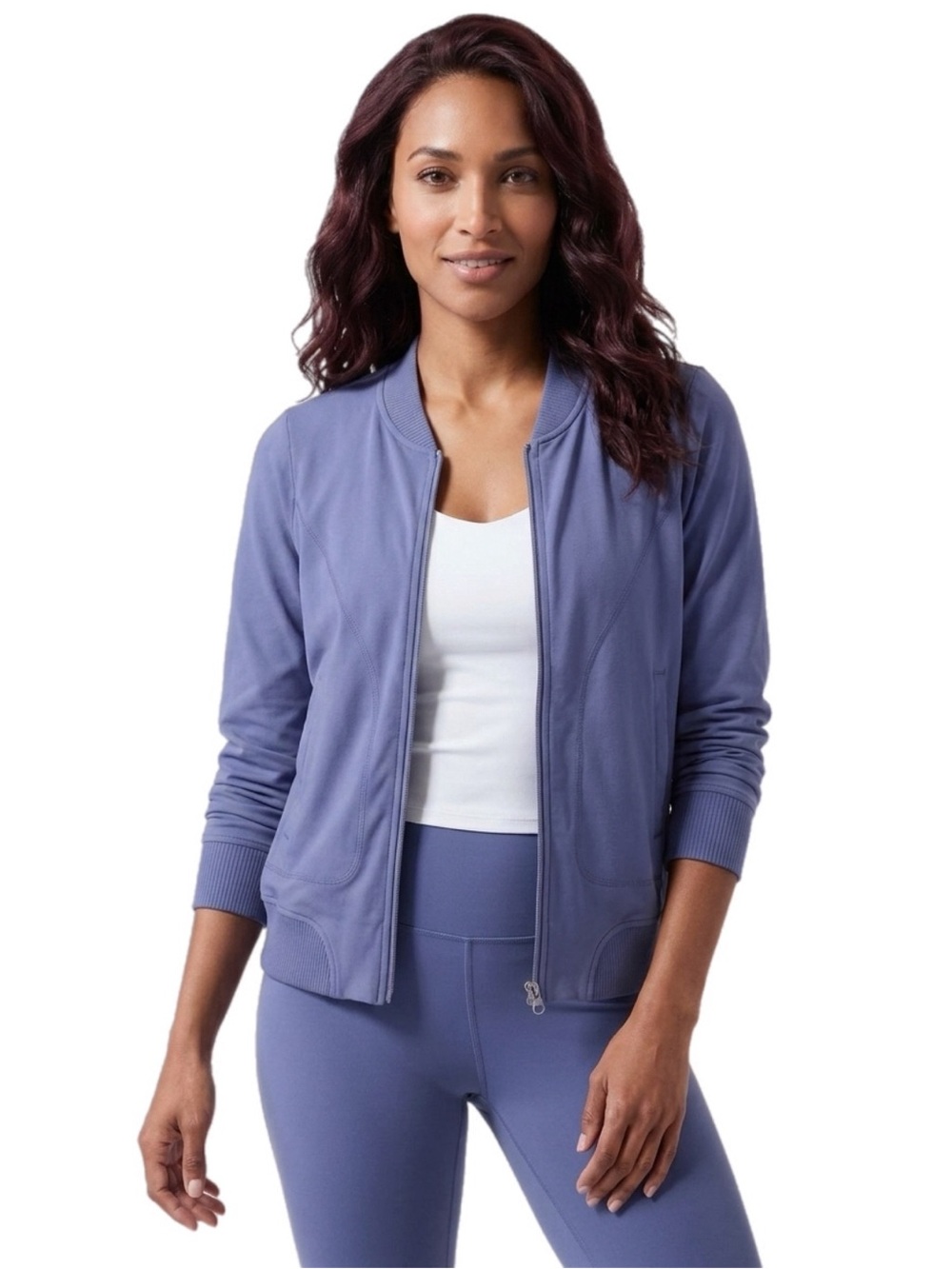Women's Athleta Blue/Gray Zip Athletic Gym Jacket Small Workout